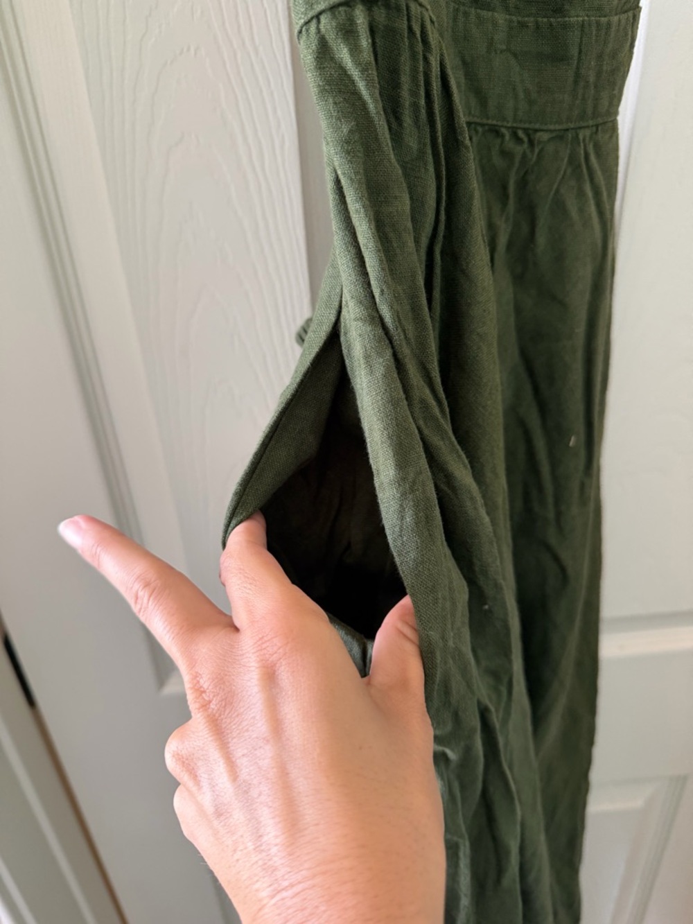 MANTAIKOIAI forest Green Linen dress - Picture 3 of 11